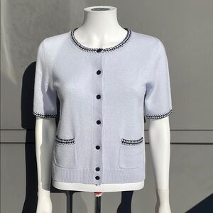 Cashmere Cardigan with navy blue Trim Size S